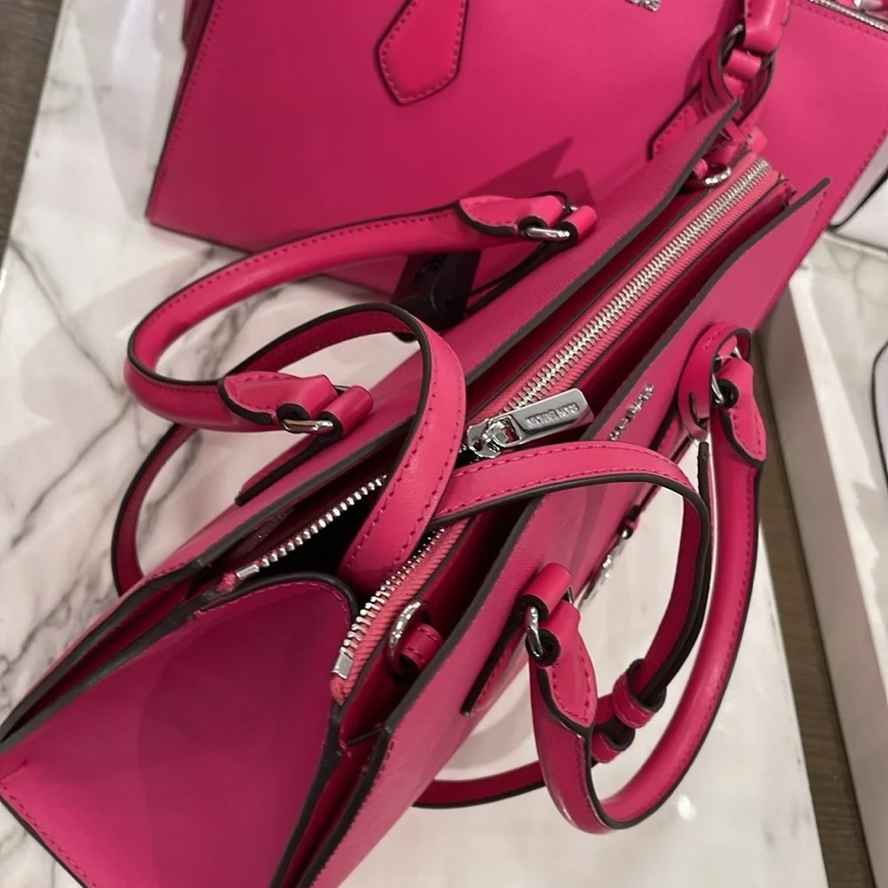 Michaela Kors Sheila Medium Faux Saffiano Leather Satchel
Dragonfruit 
NWT - Picture 14 of 16